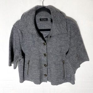 Axcess By Liz Claiborne Grey Wool Half Sleeve Button Up Cardigan W Collar L